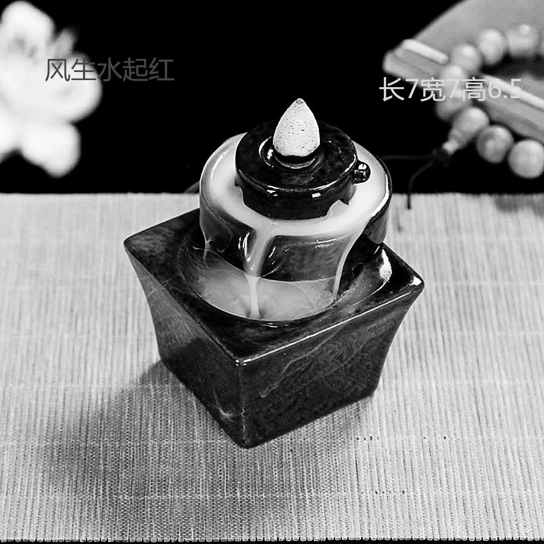 Ceramic Backflow Incense Burner, Lotus Inverted Design, Decorative Buddha Incense Holder