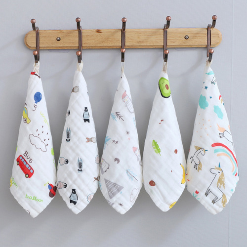 Baby square towel, pure cotton six-layer high-density baby and children's face towel, newborn saliva towel, small towel, square towel