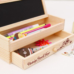 Creative, exquisite and cute storage box, multifunctional wooden DIY small blackboard drawer pencil box, Korean stationery box