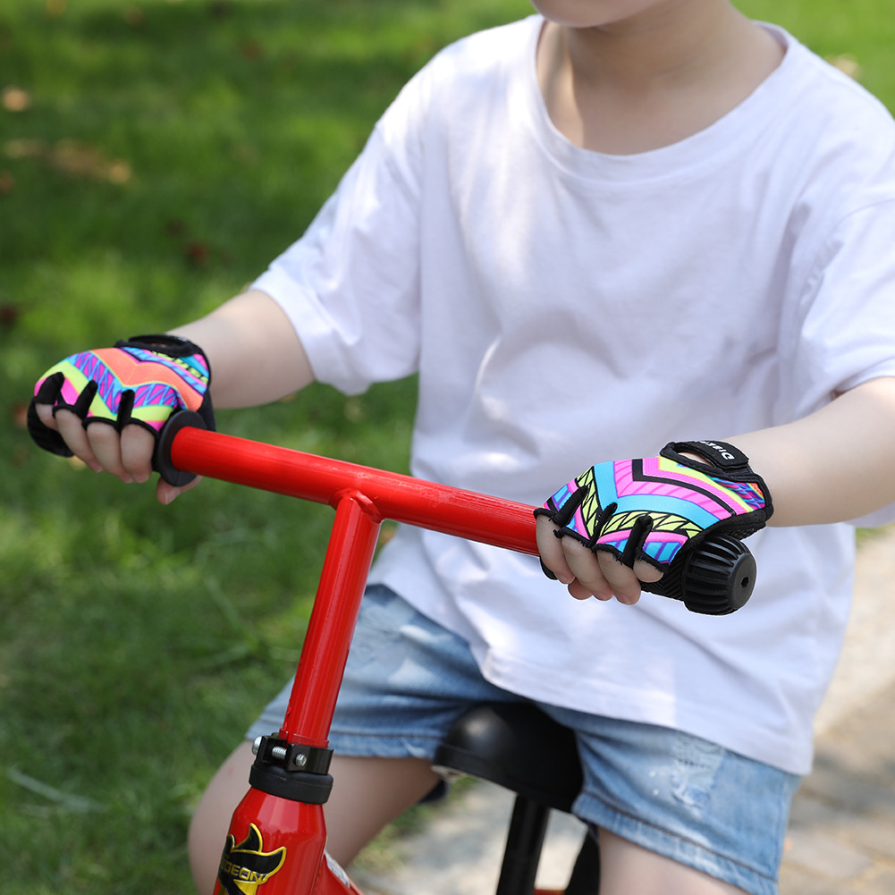 DIBEAR deportes para niños guantes de medio dedo Palm protección antideslizante béisbol fresco equitación equilibrio coche fitness