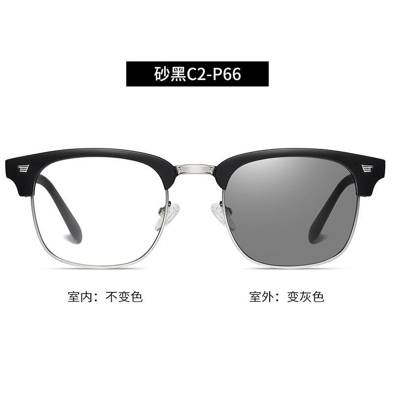 Venta caliente transfronteriza de moda Anti-azul de la luz de color cambiante gafas hombres y mujeres de tr gafas lisas cambio de color fotosensible gafas a prueba de UV