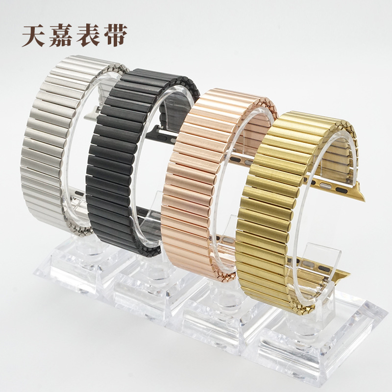 Correa de reloj elástica de acero inoxidable, nuevo estilo, banda elástica con nudo de bambú de una sola perla, banda universal de 22 mm para iWatch