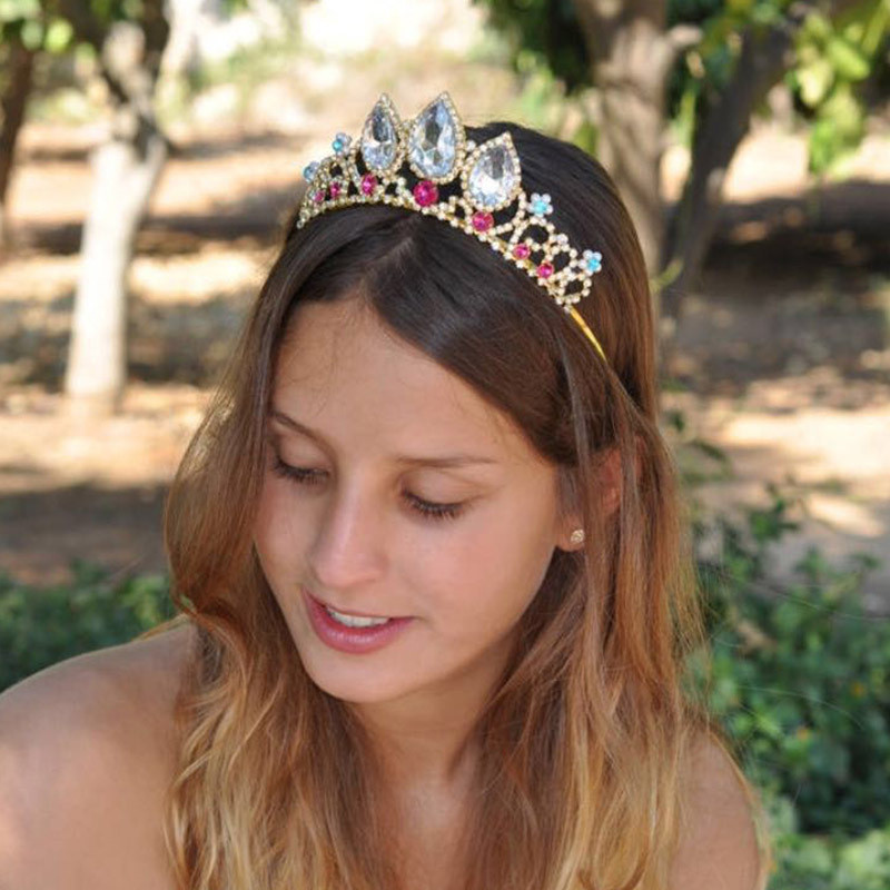 Braut Kristall Tiara Mit Wassertropfen Krone Für Hochzeit_voghion.com