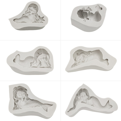 Sanxin Mermaid Fondant Silicone Mold DIY Chocolate Cake Baking Plaster Ornament Handmade Soap Grinding Tool