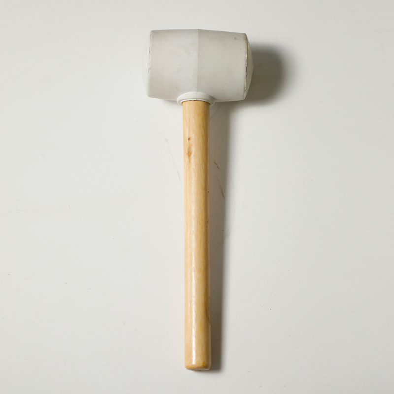 橡胶锤安装锤胶锤子橡皮锤锤塑料贴地板瓷砖装修工具圆木柄白色