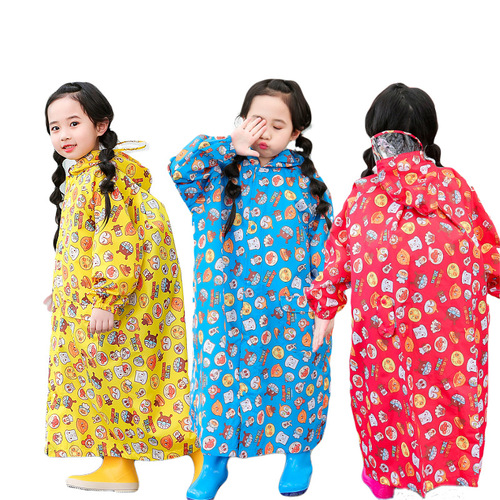Bread children's raincoat, male and female, baby, student, toddler, outdoor raincoat with school bag, poncho, waterproof and snowproof