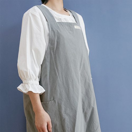 Cross-border fashionable Japanese and Korean large size aprons, breathable home clothes, flower shop cafe cotton and linen work clothes, foreign trade bibs