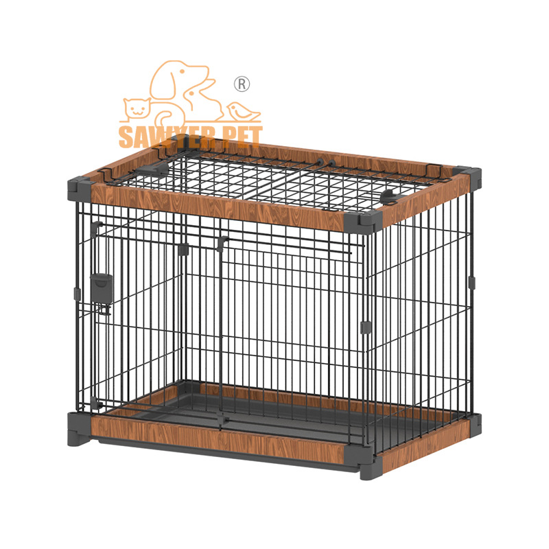 Bandeja de jaula para mascotas tirando de madera de plástico jaula de gato jaula de perro para mascotas valla de perro fábrica de suministros para mascotas jaula