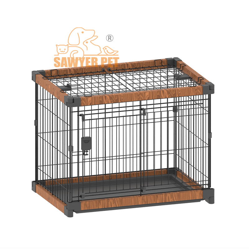 Bandeja de jaula para mascotas tirando de madera de plástico jaula de gato jaula de perro para mascotas valla de perro fábrica de suministros para mascotas jaula