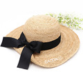 夏季新款女士草帽大沿遮阳帽出游时尚蝴蝶结翻边出行度假淑女帽子