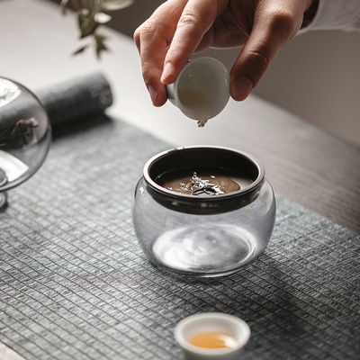 Glass Construction of water Tea leaves Tea Fight Wash Cup Spittoon With cover filter tea set Tea ceremony parts Tea ceremony Dedicated