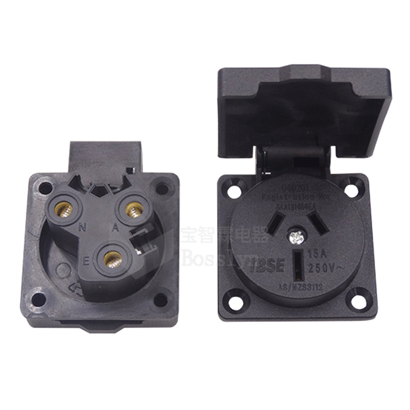 SAA认证澳标防水插座15A 250V方盖澳式户外工业防雨防尘插座