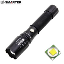 T6强光手电筒USB充电户外铝合金防身防水LED多功能伸缩变焦照明灯