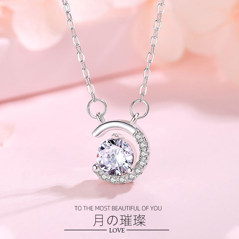 Estilo coreano estrella Luna collar femenino Luna nicho diseño clavícula cadena 925 plata esterlina ins frío estilo simple moda