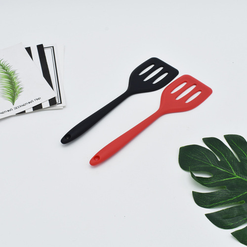 One-piece silicone slotted spatula, one-piece handle small non-stick pan spatula steak frying spatula for flat pans as a gift