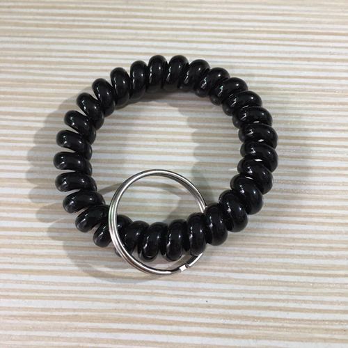 Plastic spring bracelet, solid color large wide mouth bracelet, telephone line key ring, number plate storage bracelet