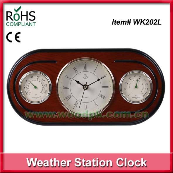 欧式时尚创意温湿度计 新款 气象带时间显示 厅房两用 厂家热卖款