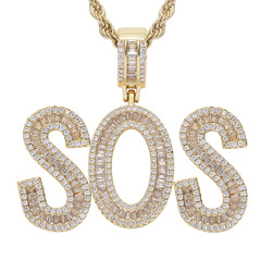 歐美跨境嘻哈吊墜 方形鋯石字母26字母方圓混鑽私人拼接自由組合