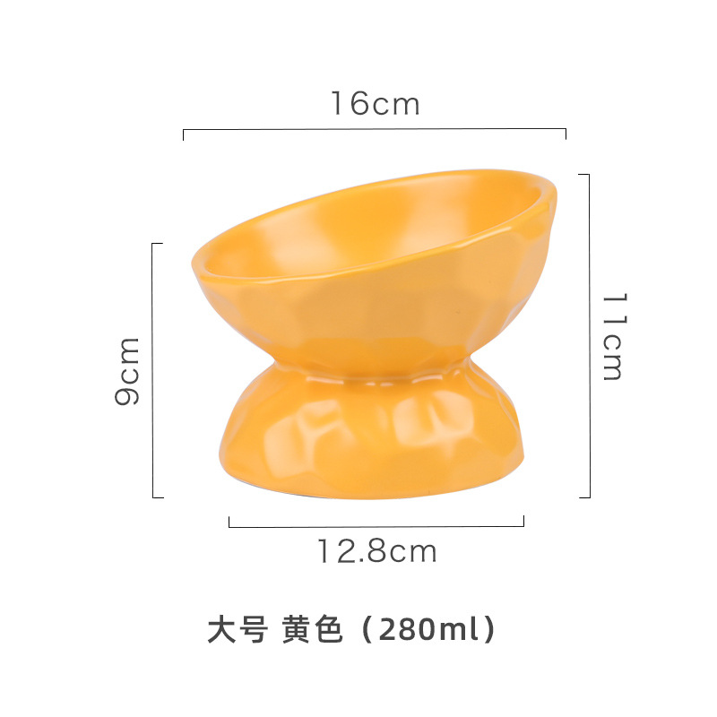 1+1 해외직구 강아지고양이 자동급수기 휴대용물병 // 엠보싱 하이 레그 대각선 보울 - 라지(280ML) 옐로우