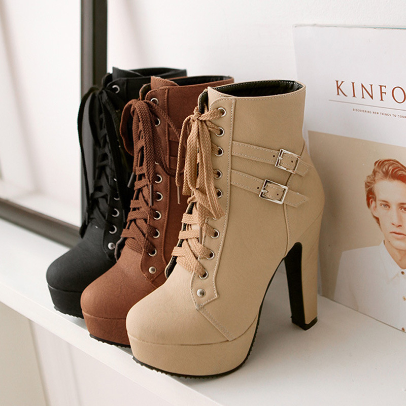 30--50大小码女靴马丁靴女新款外贸靴子欧美高跟短靴女一件代发