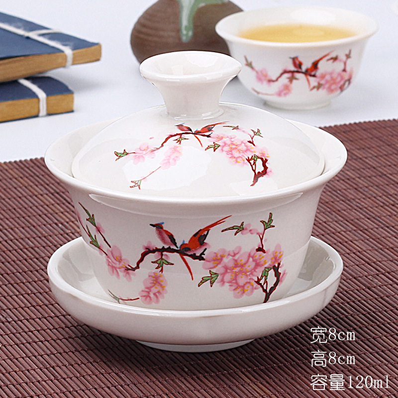 Tazón de fuente de entrega de una pieza taza de té de cerámica tazón de té tazón de tres piezas dehua Jade porcelana mini tamaño pequeño Kung Fu taza de burbuja