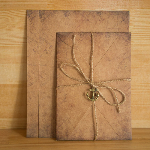 6 types of A5 handwritten love letter stationery with LOGO content, retro kraft paper stationery, envelope set, confession letterhead