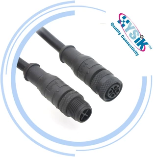 M12连接器 S-CODE 4芯 防水连接器 耐高温低温航空插头