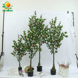 天昆新款仿真茶花树室内外客厅落地摆件 山茶花仿真绿植厂家直销