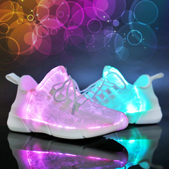 Optical Fiber LED Charging Shoes for Children Cross-border Middle and Small Kids with USB Colorful Lights and Ghost Dancing Board Style