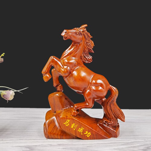 Rosewood horse ornaments wooden craft gifts zodiac horse opening gifts housewarming celebration living room decoration horse to success