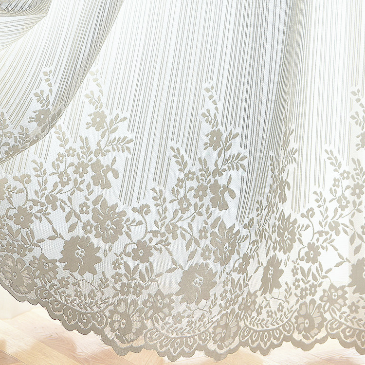 White warp knitted lace window curtain European style two-end lace door curtain tablecloth coffee curtain bed curtain wedding bed curtain American style