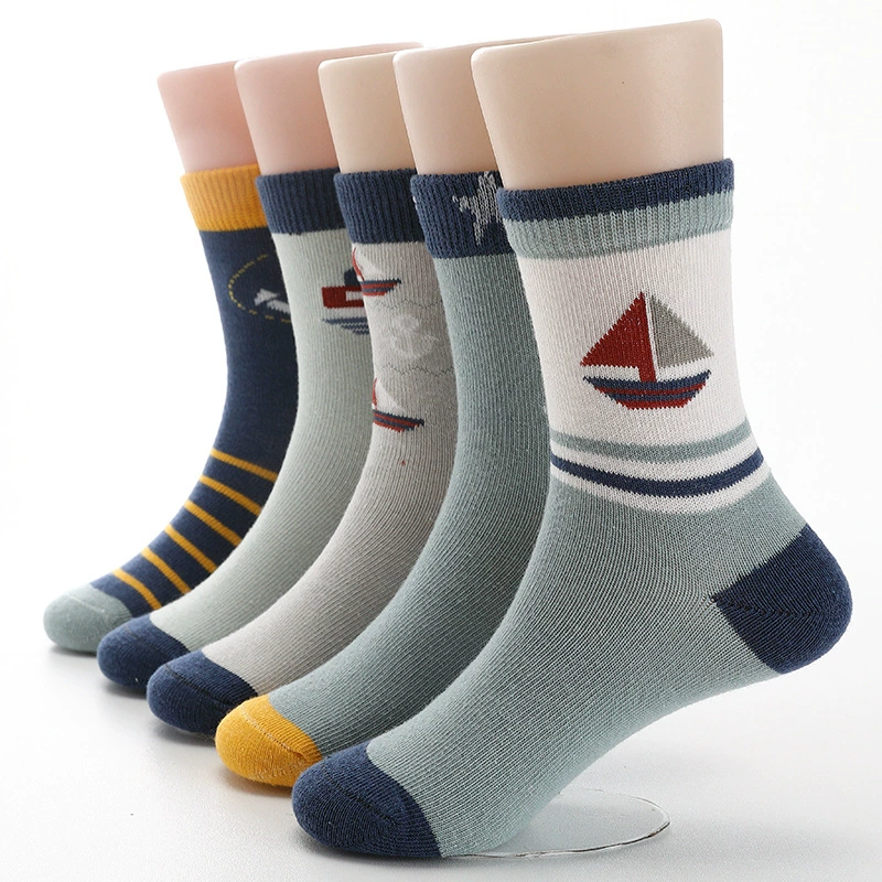 Children's autumn cartoon cute demi-season socks for boys, mid-length, for teenagers, wholesale