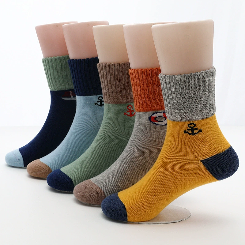 Children's autumn cartoon cute demi-season socks for boys, mid-length, for teenagers, wholesale