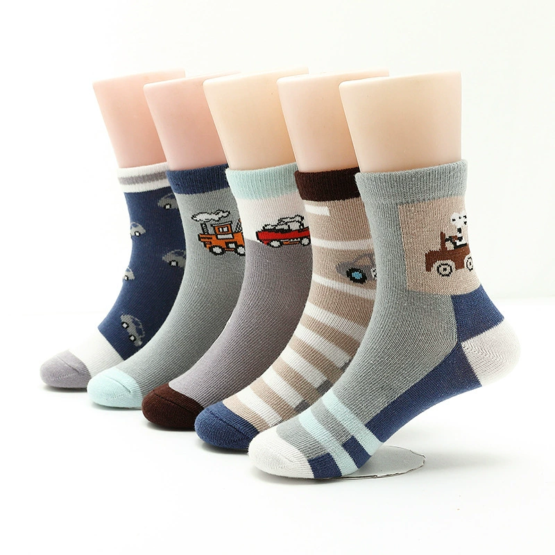 Children's autumn cartoon cute demi-season socks for boys, mid-length, for teenagers, wholesale