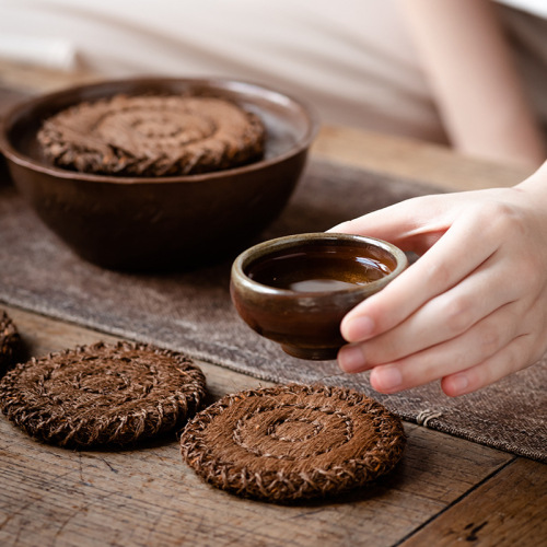 Natural thickened brown mat, brown wool woven pot mat, heat-insulating mat, coaster, iron pot, silver pot mat, tea ceremony placemat, factory supplied