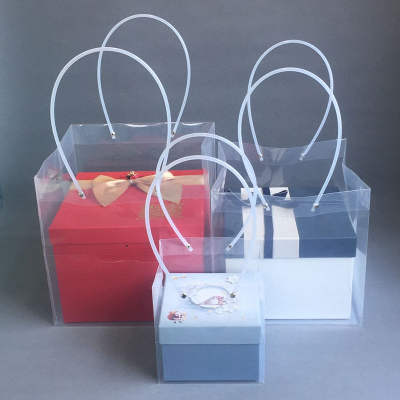厂家直销鲜花手拎透明袋情人节圣诞节礼品手提袋婚庆礼品袋花袋