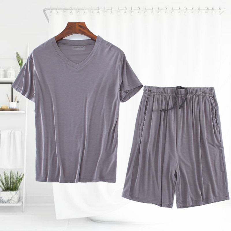 Summer Modal Men's Short-sleeved Shorts suit Sports Leisure Plus Fat plus size Pajamas Home Clothes Support for Hair Summer Modal Men's Short-sleeved Shorts suit Sports Leisure Plus Fat plus size Pajamas Home Clothes Support for Hair