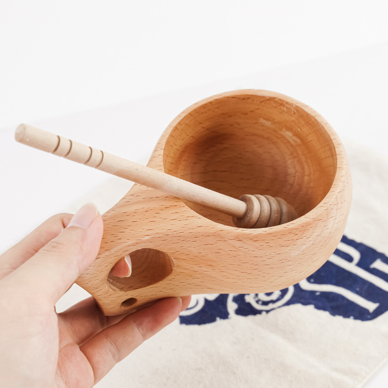 Taza de café de haya creativa taza de leche taza de artesanía de madera taza de agua nórdica de madera maciza ecológica pedido al por mayor