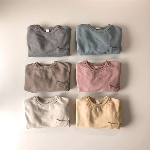 2024 Autumn Korean children's clothing boys and girls suits baby two-piece set children's loose linen cotton casual sweatshirt suit