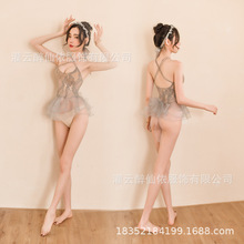 性感镂空情趣内衣长袖制服诱惑女式短裙睡衣连体网衣套装一件代发