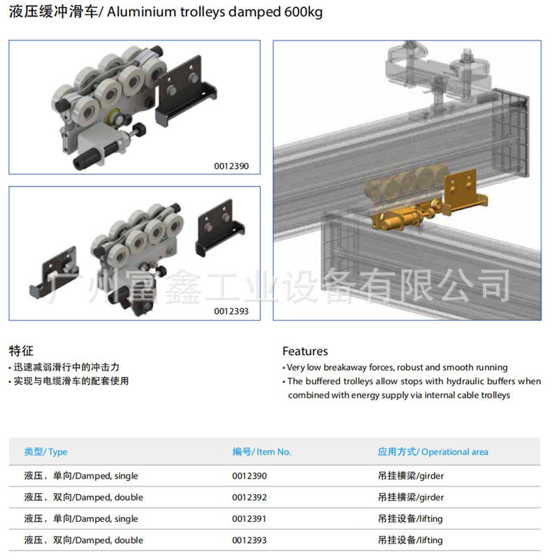 德国EEPOS起重设备气动定位滑车600kgs：0022146  0022061  00221