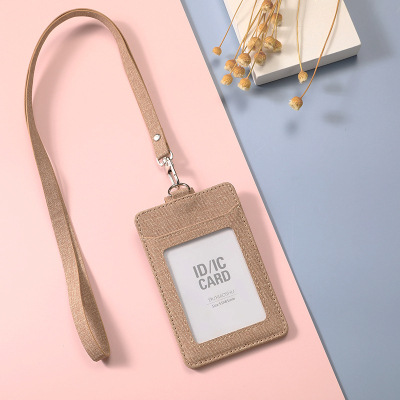 Porta Tarjetas de Tela con Cordón Retráctil para Identificación, Tarjeta de Trabajo, Tarjeta de Empleado, Ranuras Dobles para Tarjetas, Porta Tarjetas de Invitados con Hebilla Deslizante.