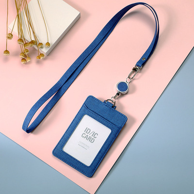 Porta Tarjetas de Tela con Cordón Retráctil para Identificación, Tarjeta de Trabajo, Tarjeta de Empleado, Ranuras Dobles para Tarjetas, Porta Tarjetas de Invitados con Hebilla Deslizante.