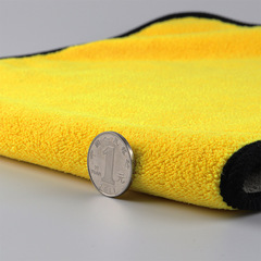 Double-sided coral velvet car wash towel, high-density yellow gray thickened car maintenance water-absorbent car wipe towel