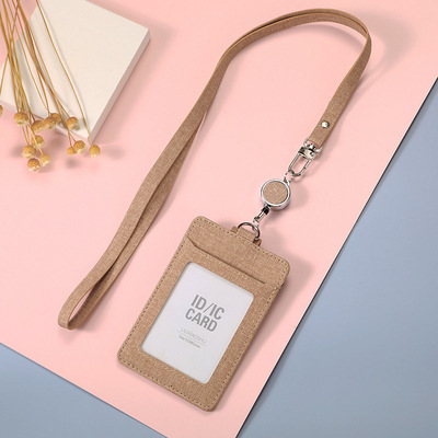 Porta Tarjetas de Tela con Cordón Retráctil para Identificación, Tarjeta de Trabajo, Tarjeta de Empleado, Ranuras Dobles para Tarjetas, Porta Tarjetas de Invitados con Hebilla Deslizante.