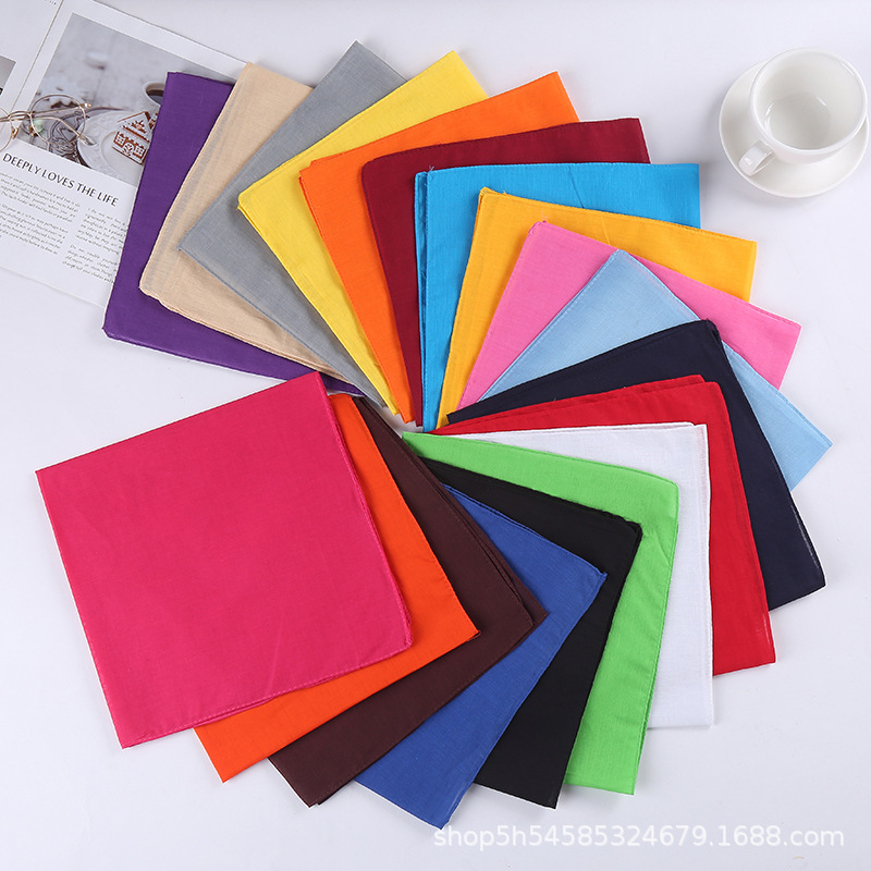 Solid Color square scarf plain color variety outdoor cotton headscarf printing logo headscarf bandana Amazon manufacturer