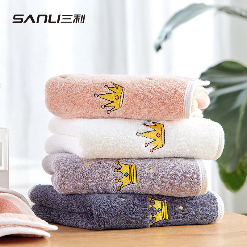 [New] Sanli towel cotton towel strand yarn embroidered face towel adult embroidered towel adult enlarged face towel