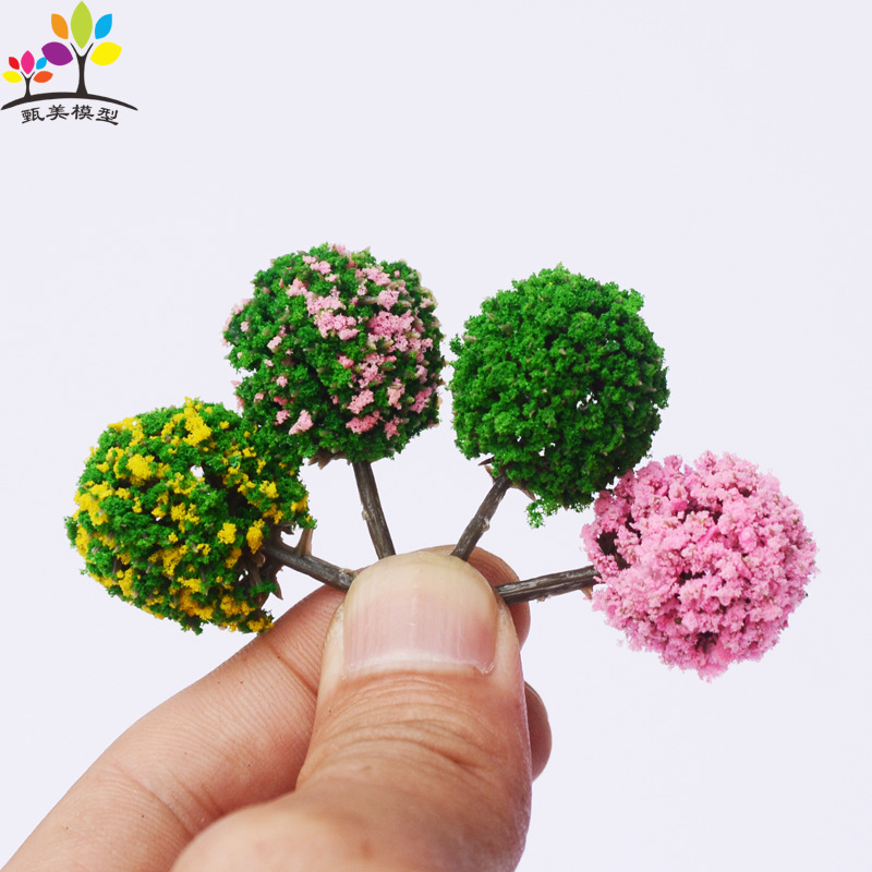 Micro Landscape Model Tree Finished Handmade Artificial Ball Tree Building Train Sand Table Garden Scene Production Small Flower Tree Micro Landscape Model Tree Finished Handmade Artificial Ball Tree Building Train Sand Table Garden Scene Production Small Flower Tree