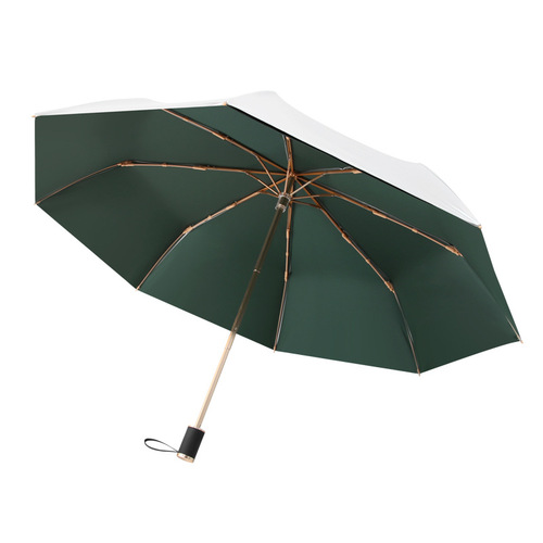 Titanium silver double-layer vinyl sun umbrella, rain or shine umbrella, foldable sunshade, sun protection and UV protection for women upf50+