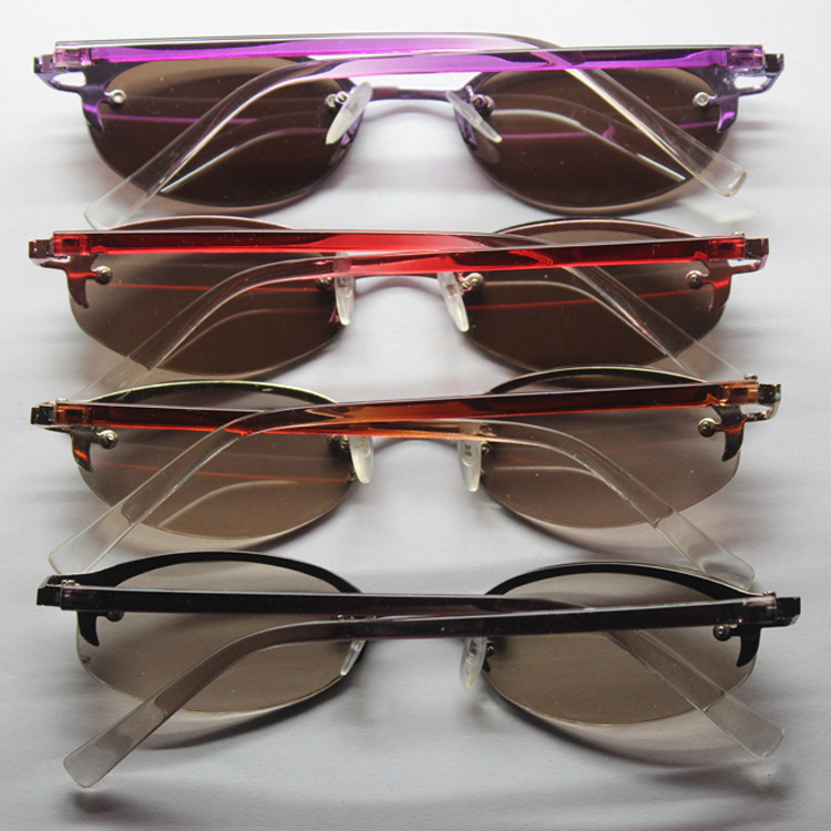 世行东海水晶天然水晶眼镜女士打孔架茶色平光太阳镜特价处理